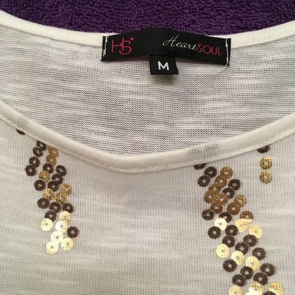 HeartSoul Shimmery Gold Faux Sequin Top - Picture 4 of 7